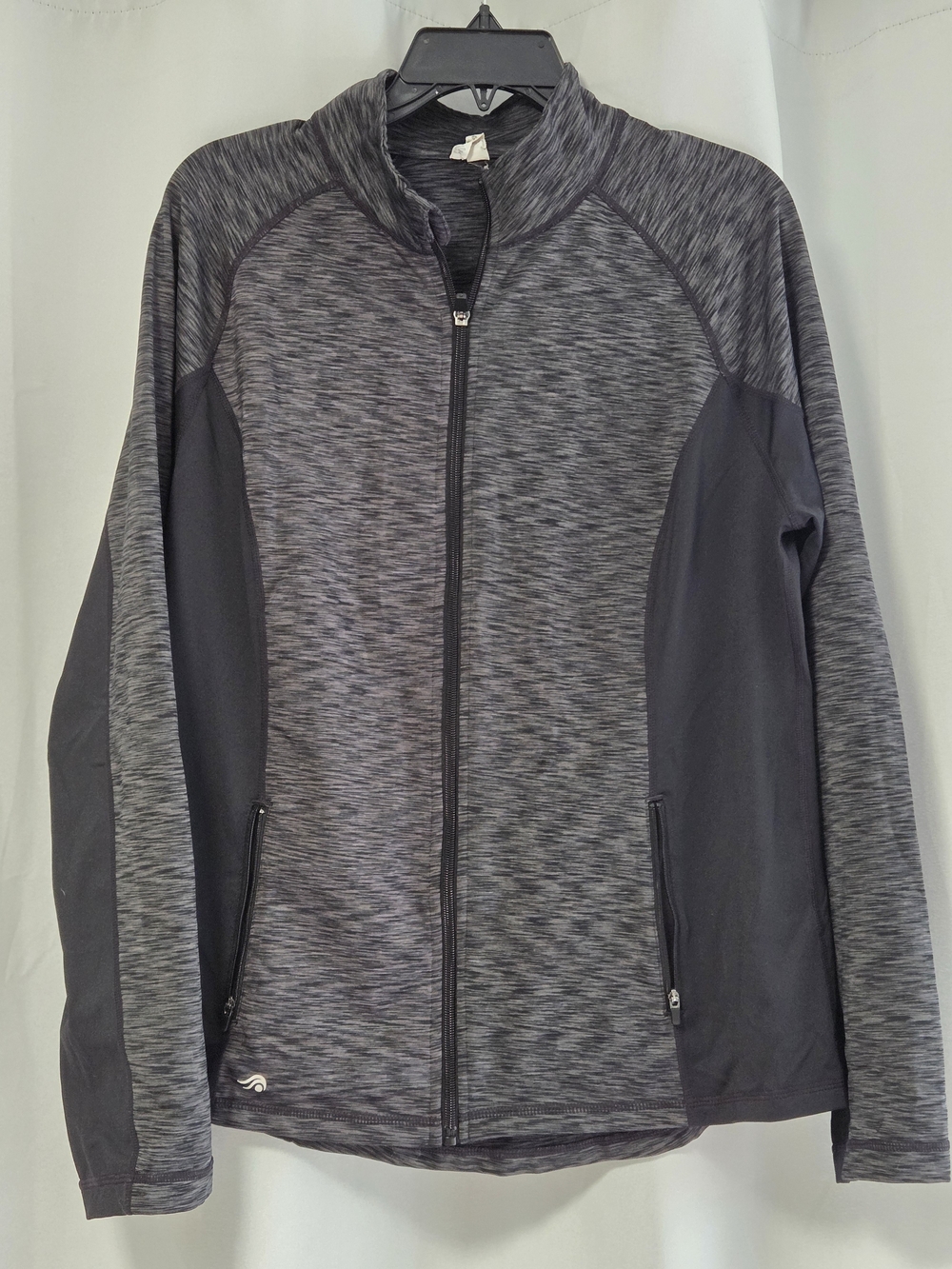 Ideology Gray Space Dye Full Zip Track Jacket Thumbholes 1X Plus Size